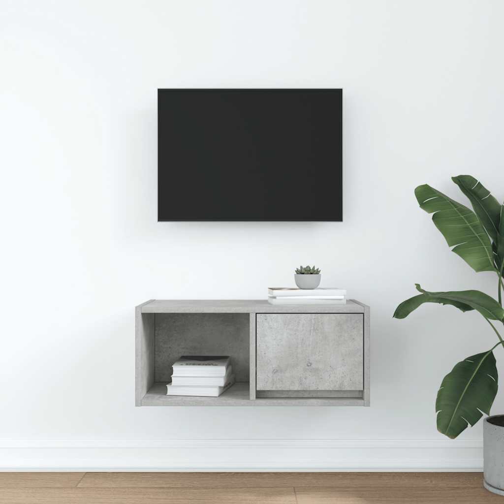 vidaXL TV Cabinet Concrete Grey 60x31x25.5 cm Engineered Wood 3