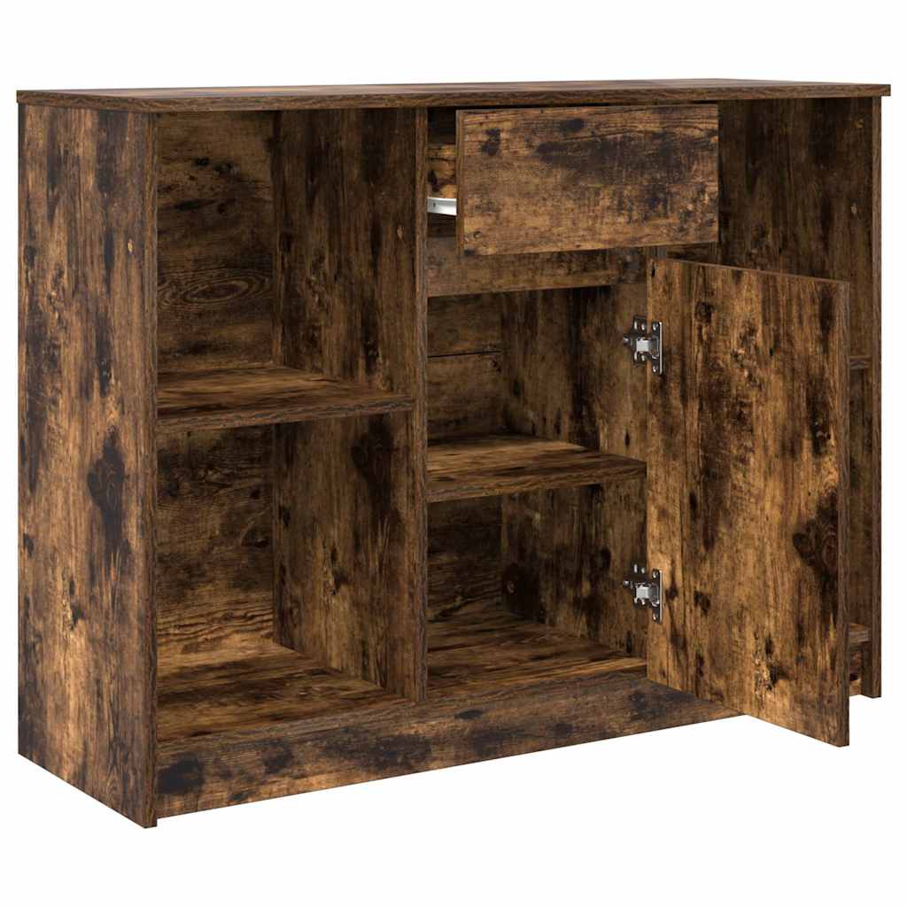 vidaXL Sideboard with Drawer Smoked Oak 101x35x76 cm Engineered Wood 5