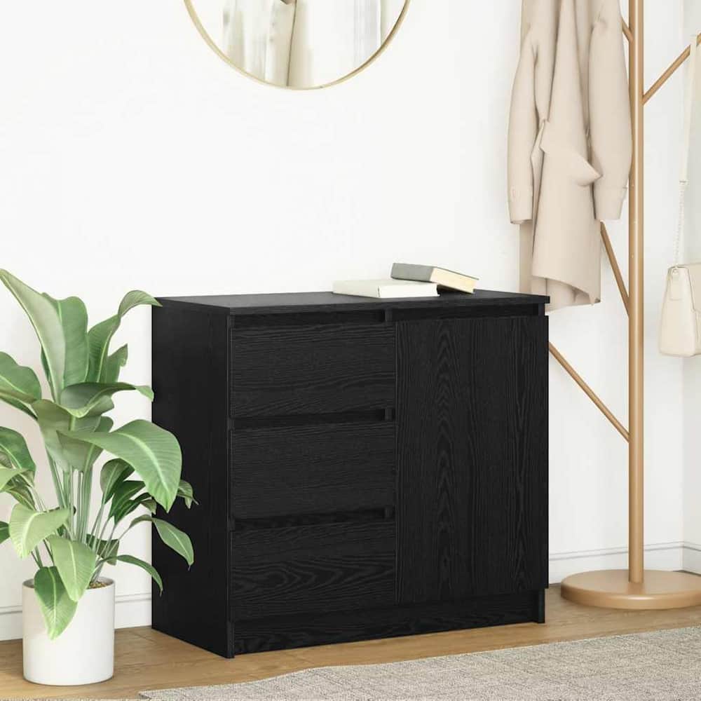 Sideboard with Drawer 71x35x65 cm Engineered Wood Black oak