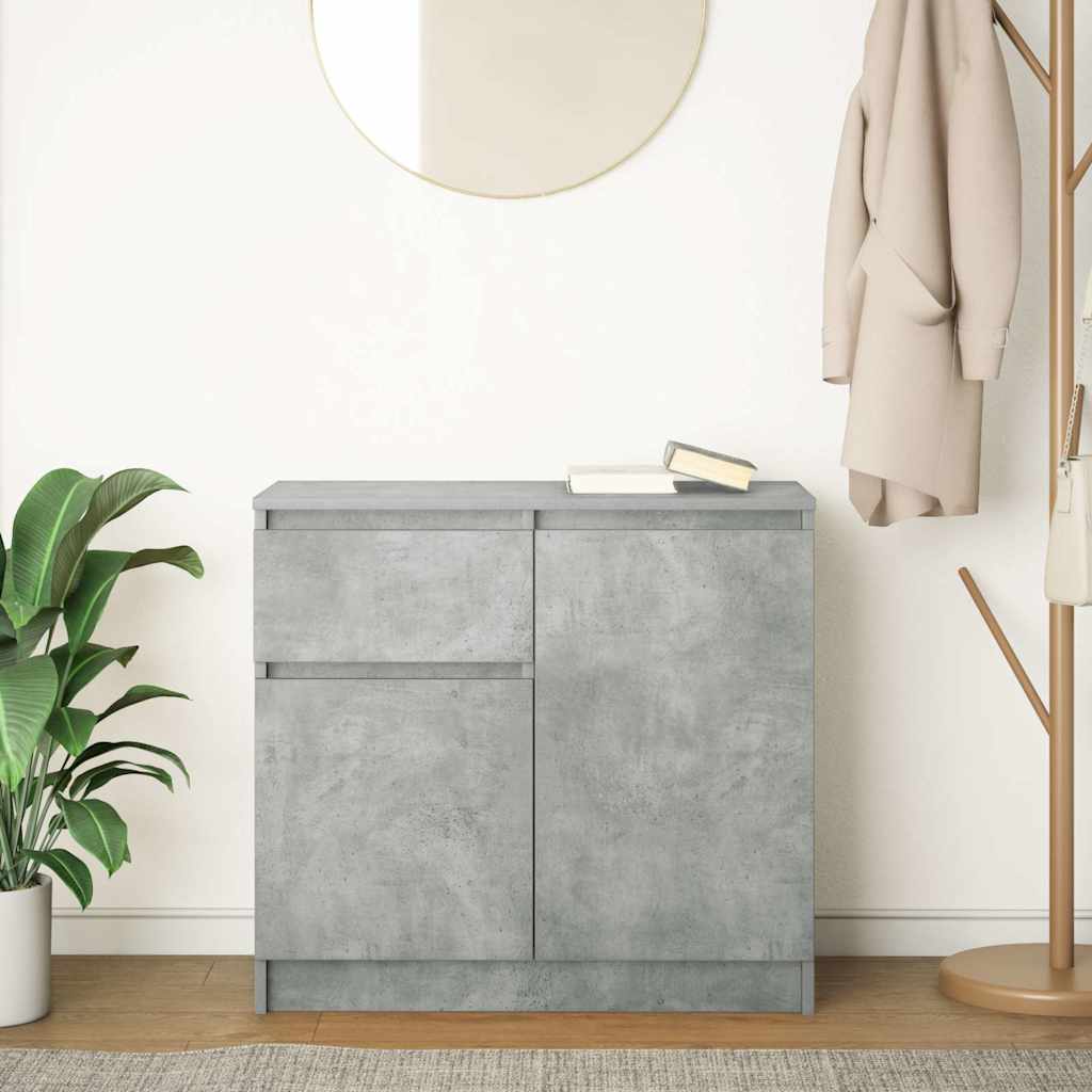 vidaXL Sideboard with Drawer Concrete Grey 71x35x65 cm Engineered Wood 3