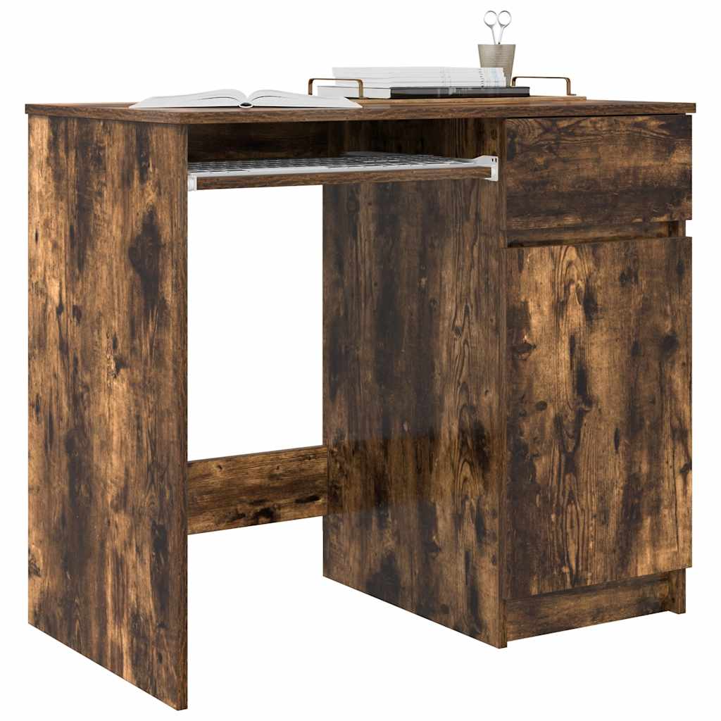 vidaXL Desk Smoked Oak 86x49x76 cm Engineered Wood 4
