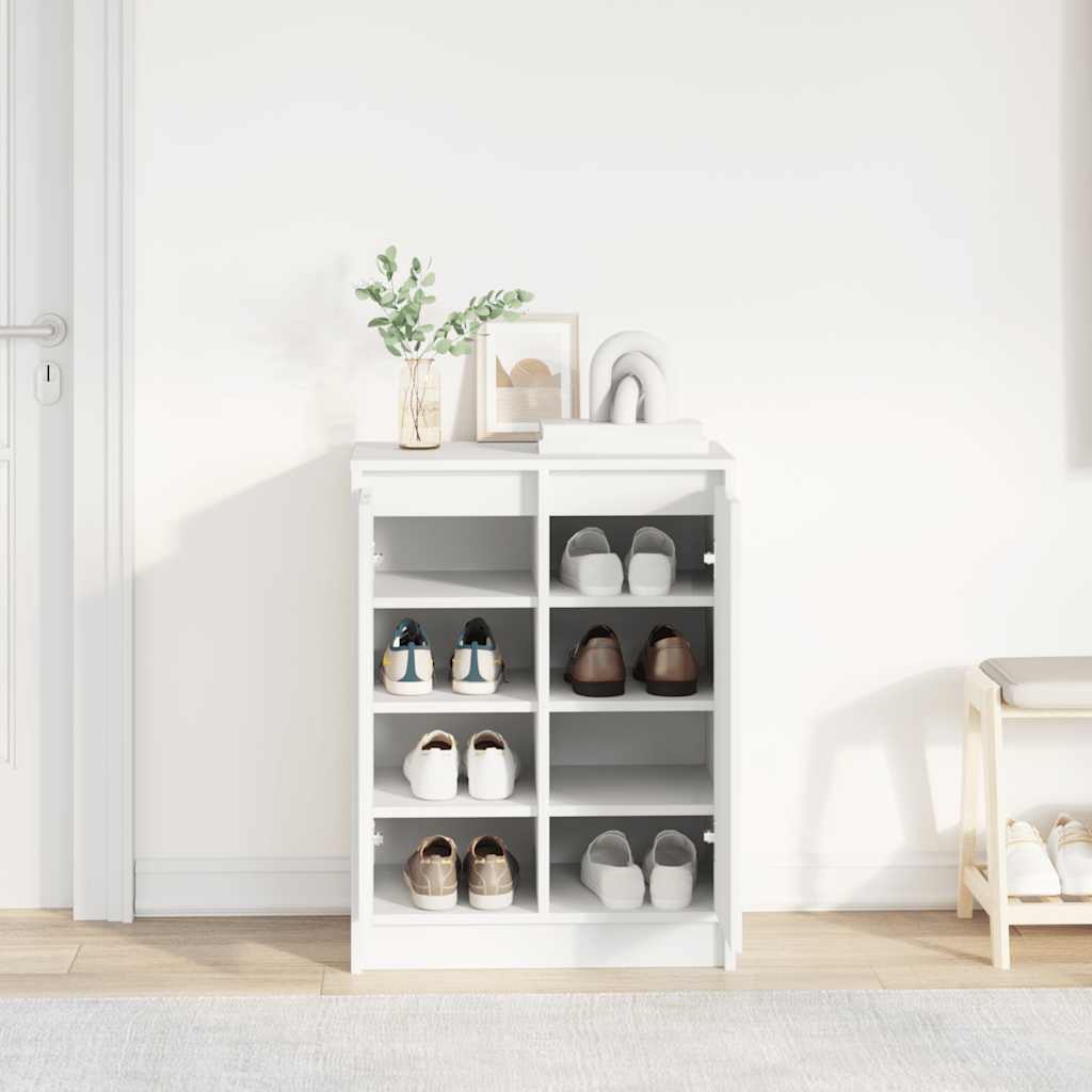 vidaXL Shoe Cabinet White 57x34x76 cm Engineered Wood 3