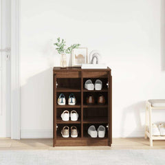 vidaXL Shoe Cabinet Brown Oak 57x34x76 cm Engineered Wood 3
