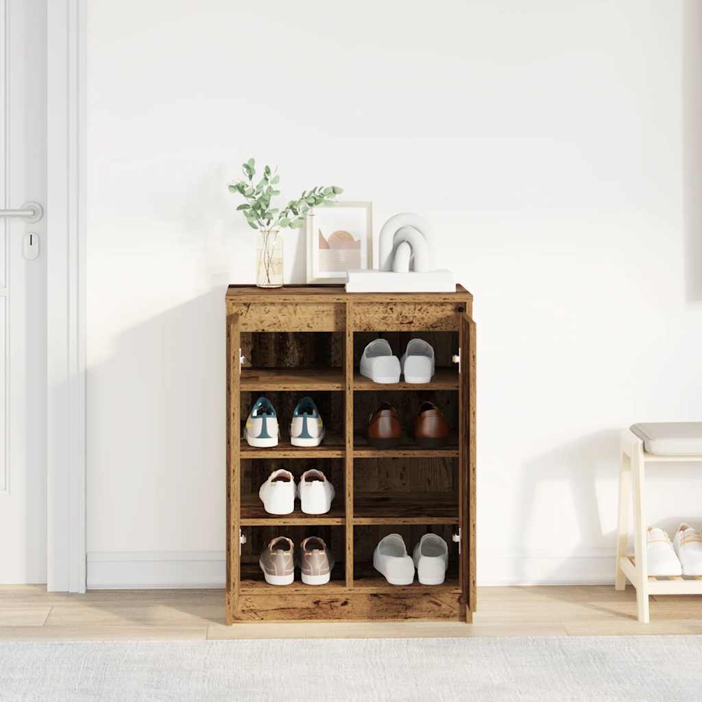 vidaXL Shoe Cabinet Old Wood 57x34x76 cm Engineered Wood 3