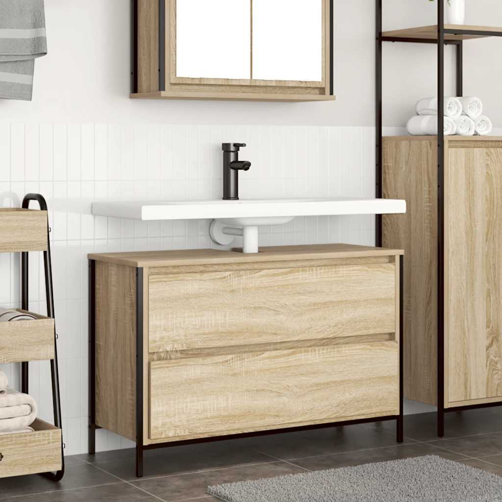 vidaXL Bathroom Basin Cabinet with Drawers 90x34.5x60 cm