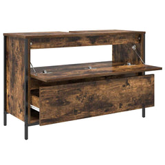 vidaXL Bathroom Basin Cabinet with Drawers Smoked Oak 90x34.5x60 cm 5