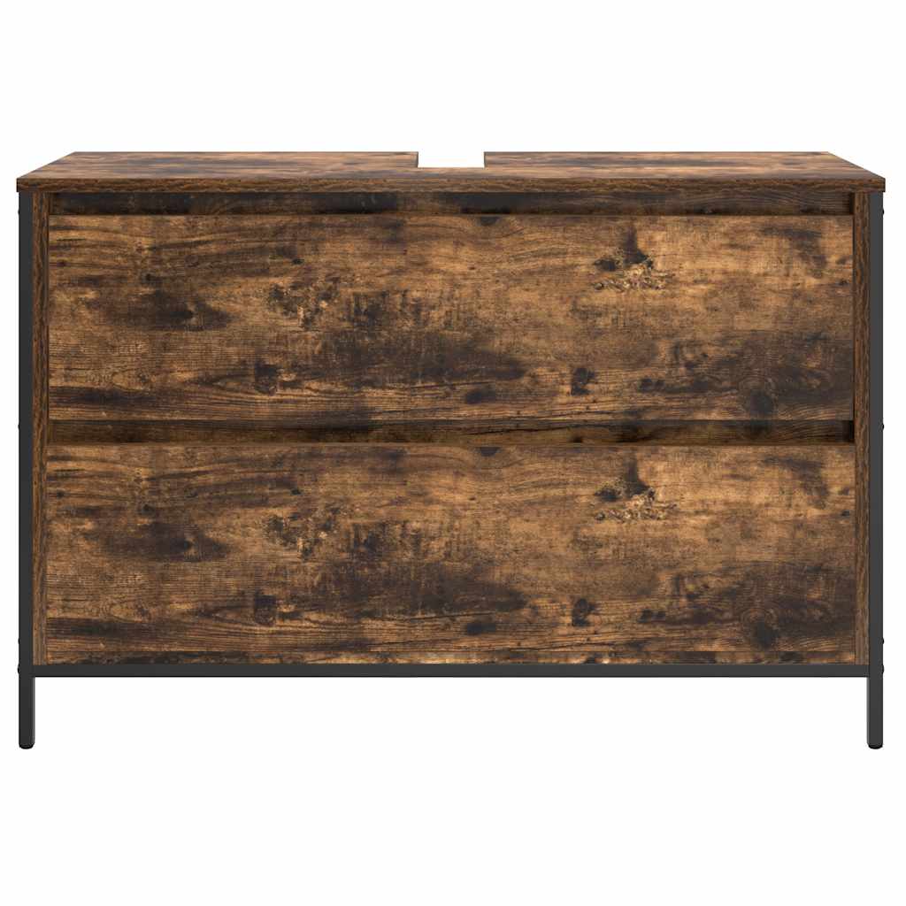vidaXL Bathroom Basin Cabinet with Drawers Smoked Oak 90x34.5x60 cm 6