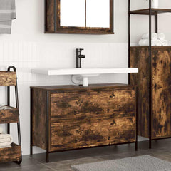 Bathroom Basin Cabinet with Drawers in Smoked Oak