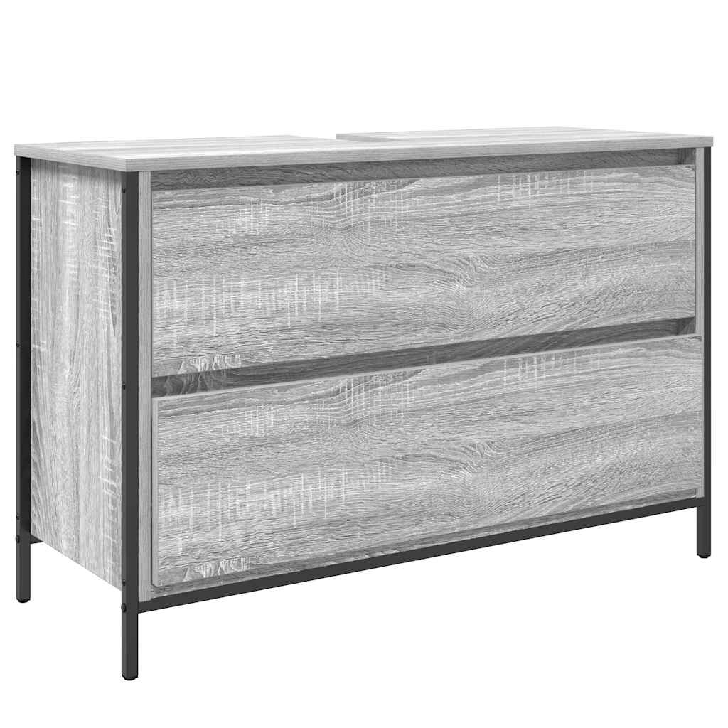 vidaXL Bathroom Basin Cabinet with Drawers Grey Sonoma 90x34.5x60 cm 2