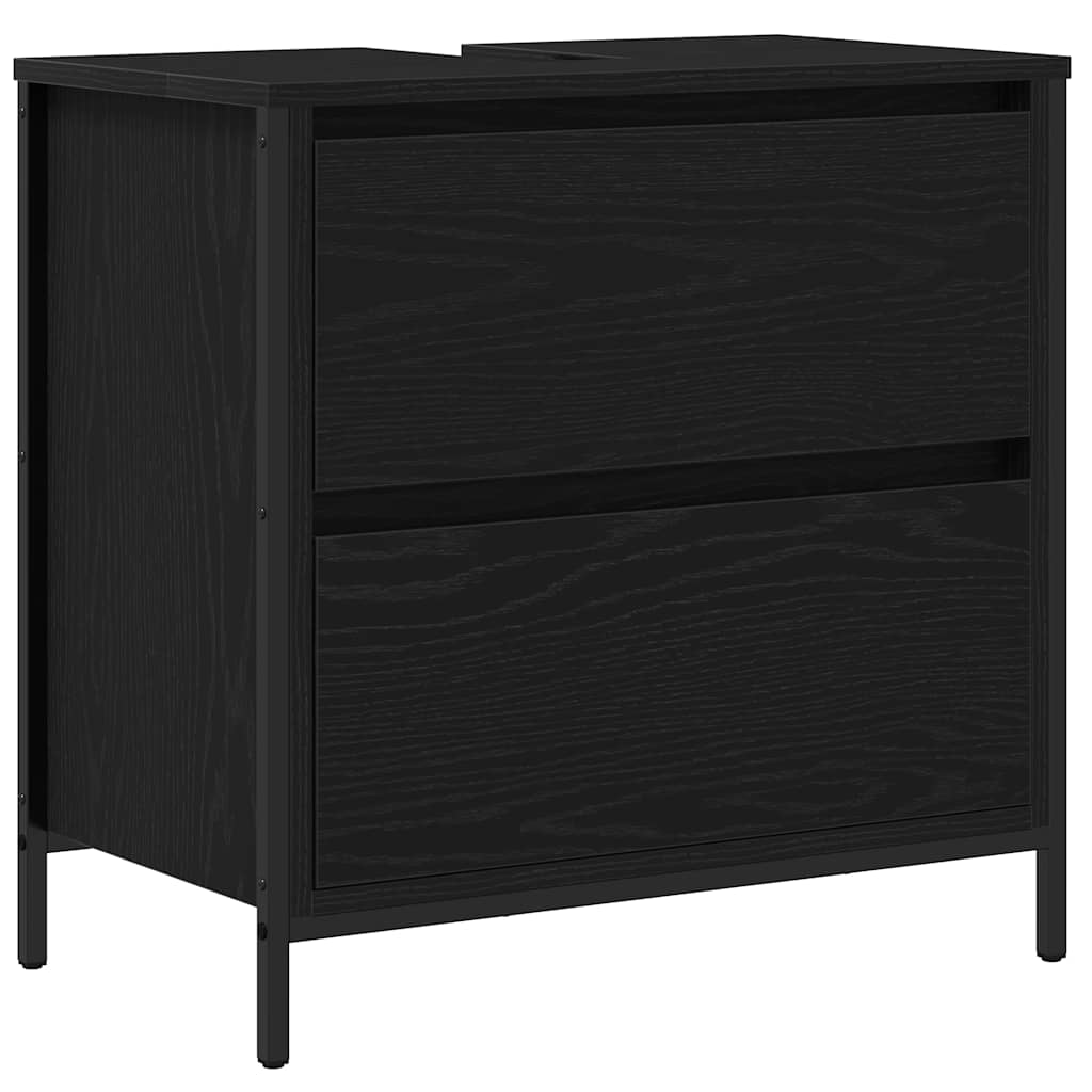 Bathroom Basin Cabinet with Drawers 60x34,5x60 cm Black oak