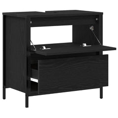 vidaXL Bathroom Basin Cabinet with Drawers Black Oak 60x34.5x60 cm 5