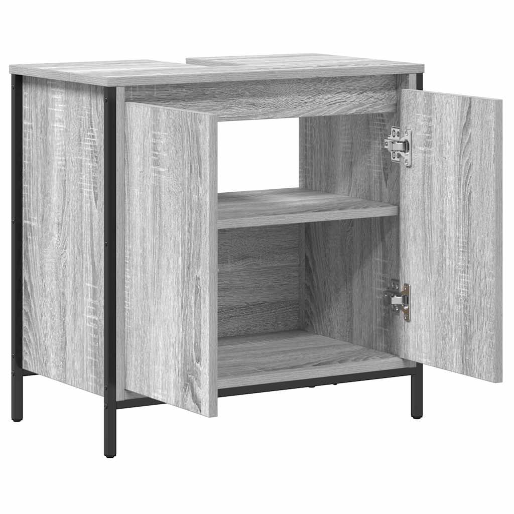 vidaXL Bathroom Basin Cabinet Grey Sonoma 60x34.5x60 cm 5