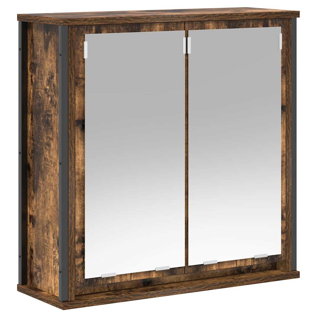vidaXL Bathroom Wall Cabinet with Mirror Smoked Oak 60x21x60 cm 2