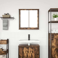 vidaXL Bathroom Wall Cabinet with Mirror Smoked Oak 60x21x60 cm 3