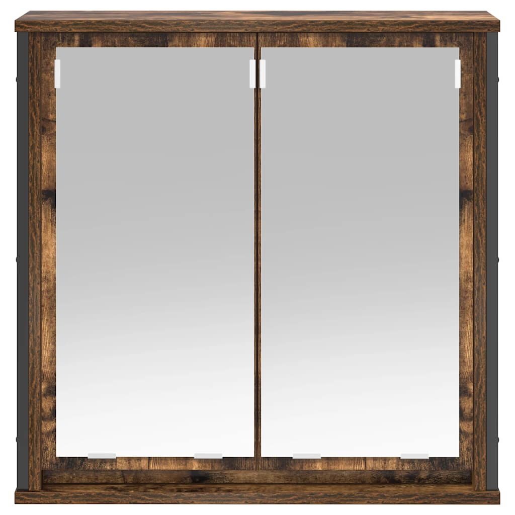 vidaXL Bathroom Wall Cabinet with Mirror Smoked Oak 60x21x60 cm 5