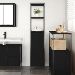 Bathroom Cabinet with Shelves 36x35x165 cm Black oak
