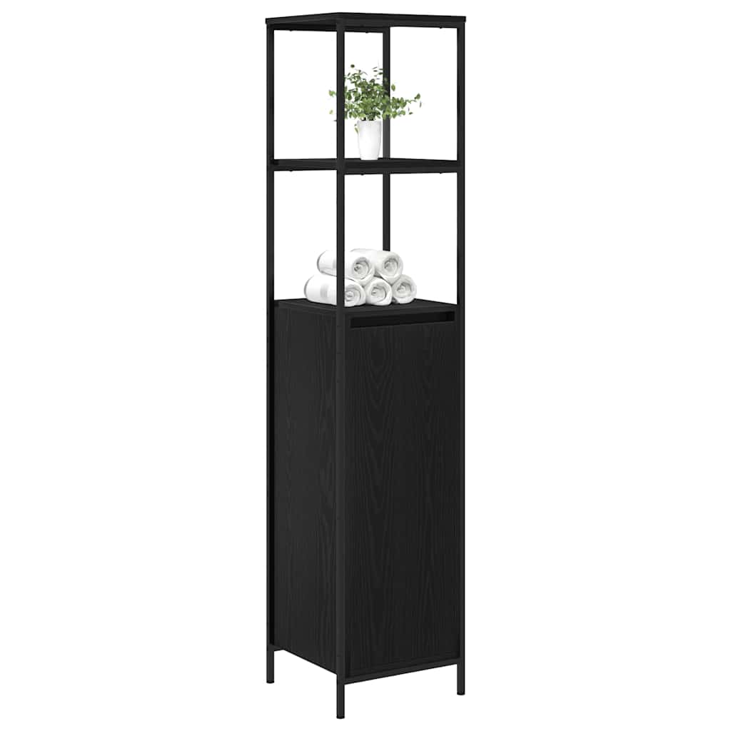 vidaXL Bathroom Cabinet with Shelves Black Oak 36x35x165 cm 4