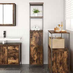 Bathroom Cabinet with Shelves 36x35x165 cm Smoked oak