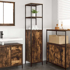 Bathroom Cabinet with Shelves 36x35x165 cm Smoked oak