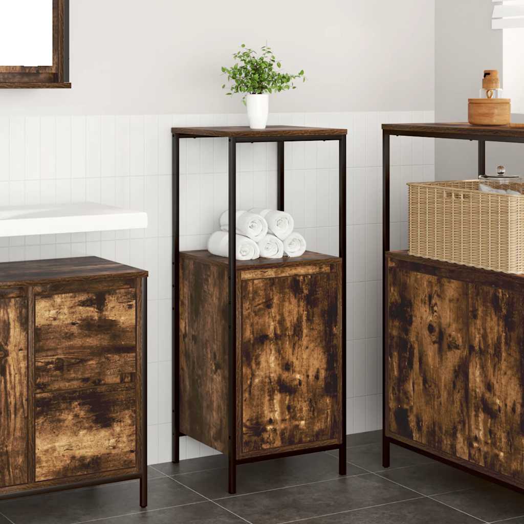 vidaXL Bathroom Cabinet with Shelves Smoked Oak 36x35x95 cm 1