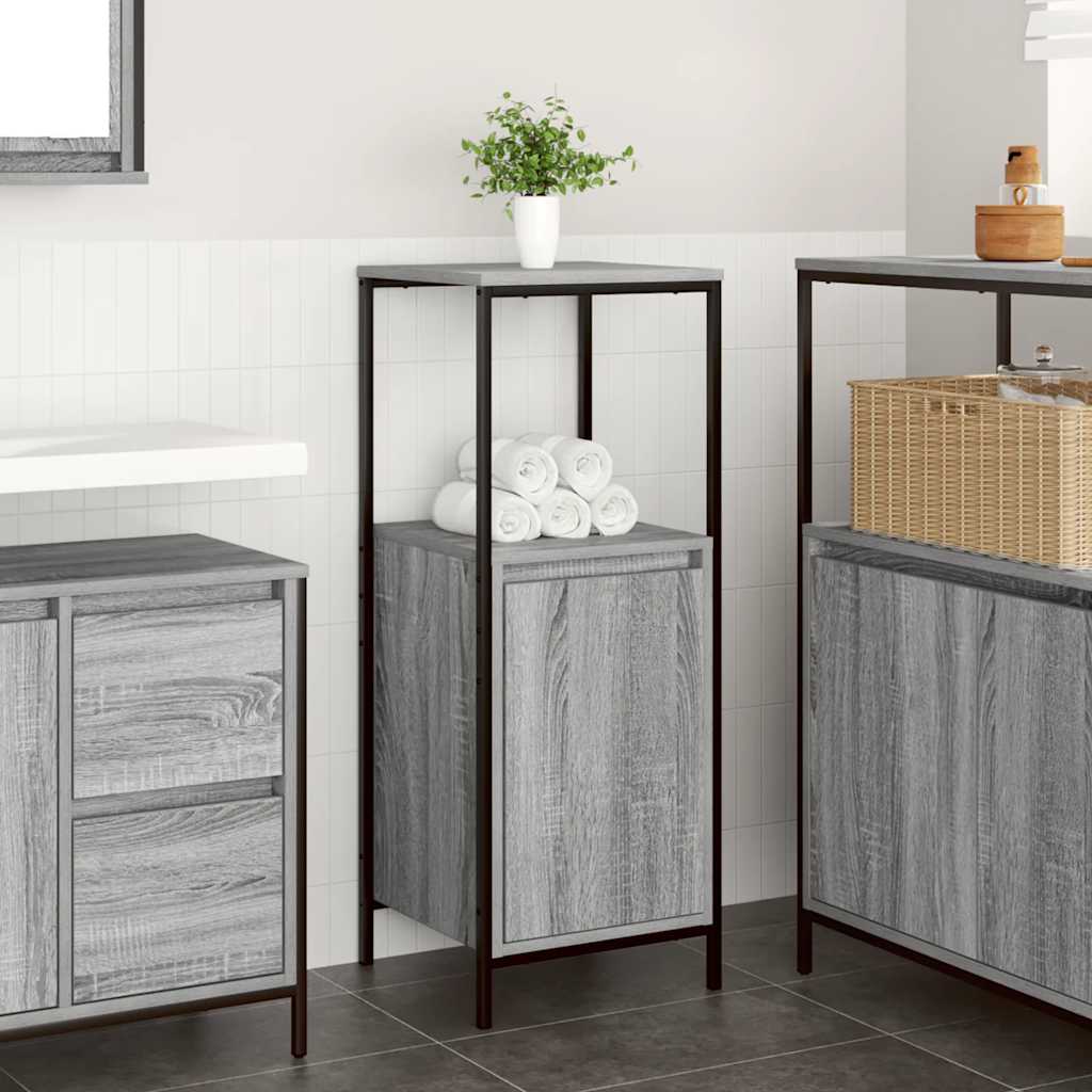 vidaXL Bathroom Cabinet with Shelves Grey Sonoma 36x35x95 cm 1