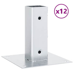 vidaXL Post Bases Square 12 pcs Silver 51x51 mm Galvanised Steel 2