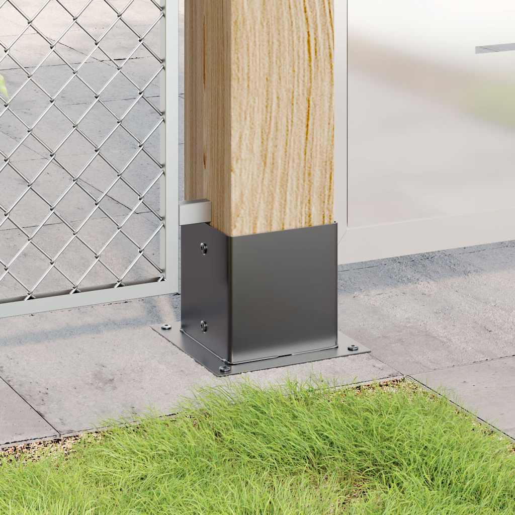 vidaXL Post Bases Square 4 pcs Anthracite 141x141 mm Powder-coated Steel 3