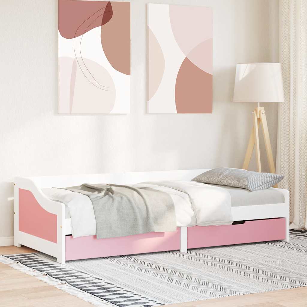 vidaXL Day Bed with 2 Drawers IRUN White&Pink 90x200 cm 4