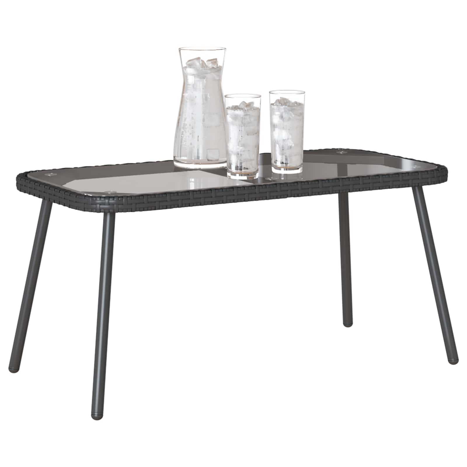 vidaXL Coffee Table Black 90 x 45 x 43 cm Poly Rattan 2