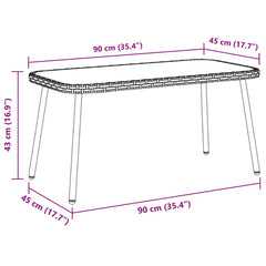 vidaXL Coffee Table Black 90 x 45 x 43 cm Poly Rattan 6