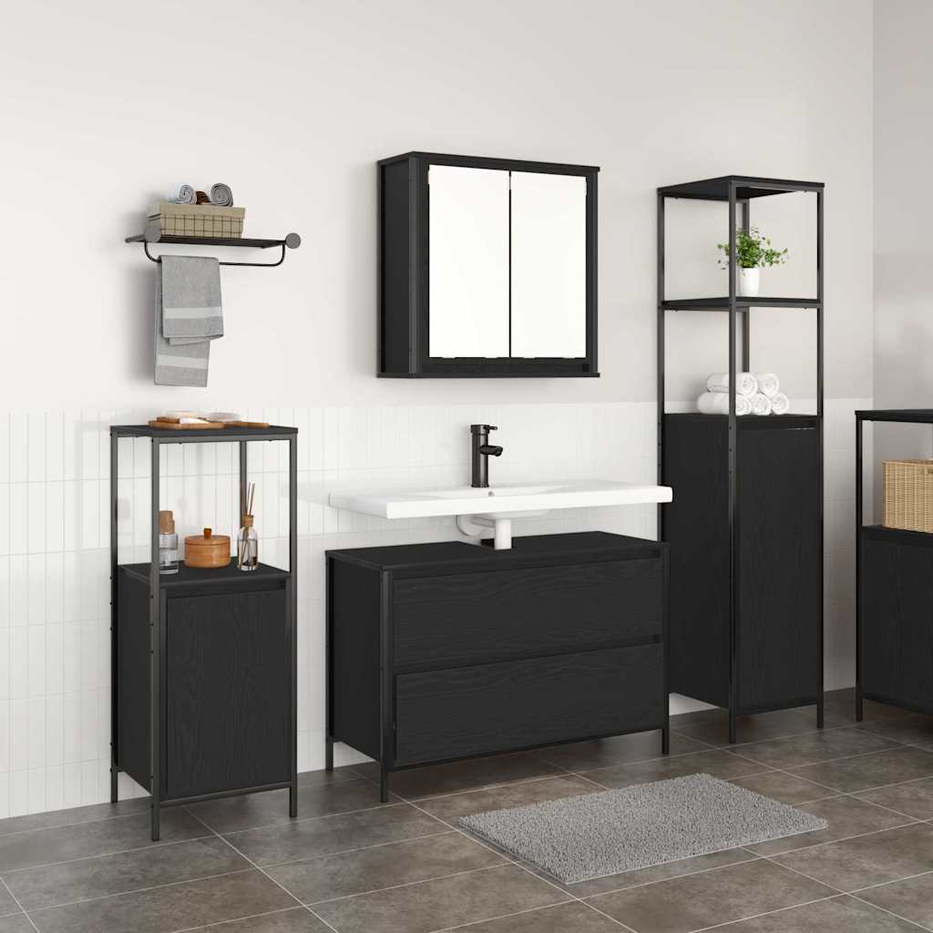 Bathroom Furniture Set 3 pcs 90 x 34.5 x 60 cm Black oak