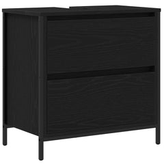 2 Piece Bathroom Furniture Set Engineered Wood Black oak Basin cabinet + wall cabinet