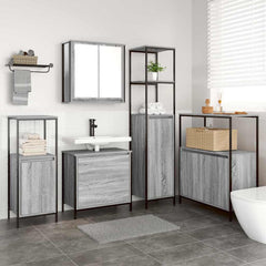 2 Piece Bathroom Furniture Set Engineered Wood Grey sonoma Basin cabinet +wall cabinet +3x bathroom cabinet