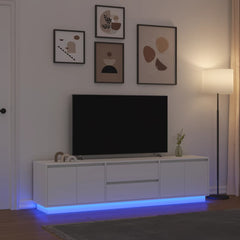 TV Cabinet with LED Lights 193.5x41x50 cm White