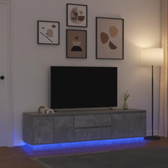 TV Cabinet with LED Lights 193.5x41x50 cm Concrete grey
