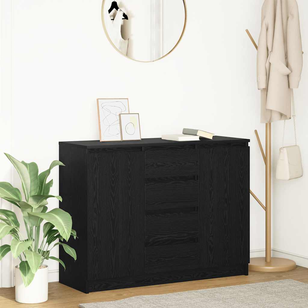 Sideboard with Drawers 100.5x35x76 cm Black oak
