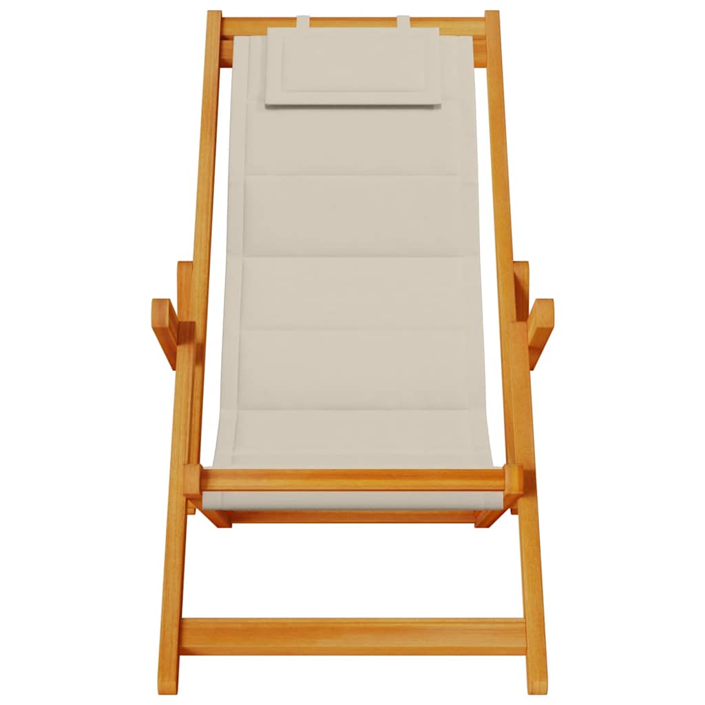 vidaXL Folding Chair with Armrests Taupe Acacia Wood & Textilene 5