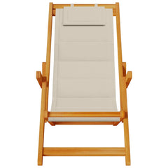 vidaXL Folding Chair with Armrests Taupe Acacia Wood & Textilene 5