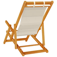 vidaXL Folding Chair with Armrests Taupe Acacia Wood & Textilene 6