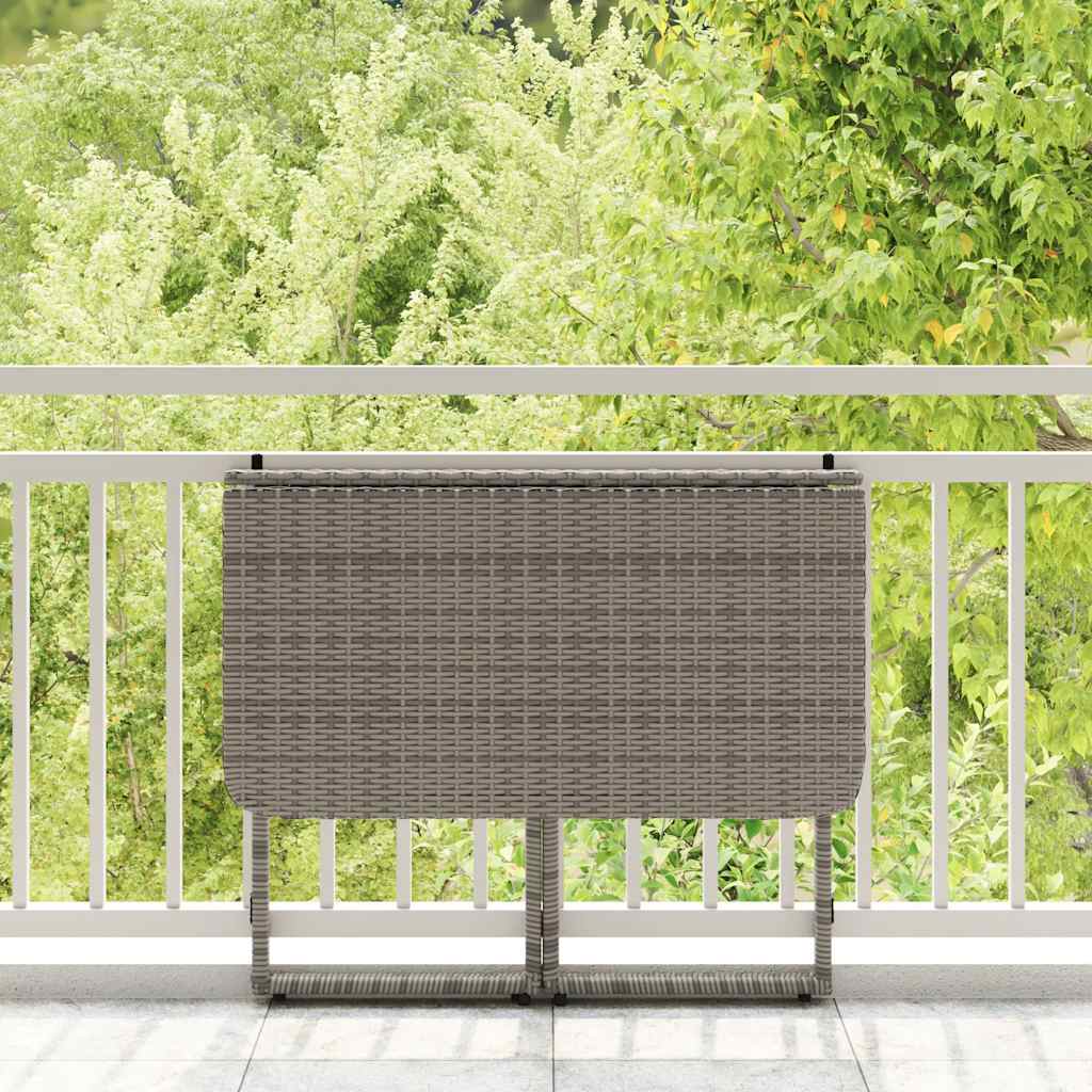 vidaXL Folding Garden Table Grey 90x51x75 cm Poly Rattan 3
