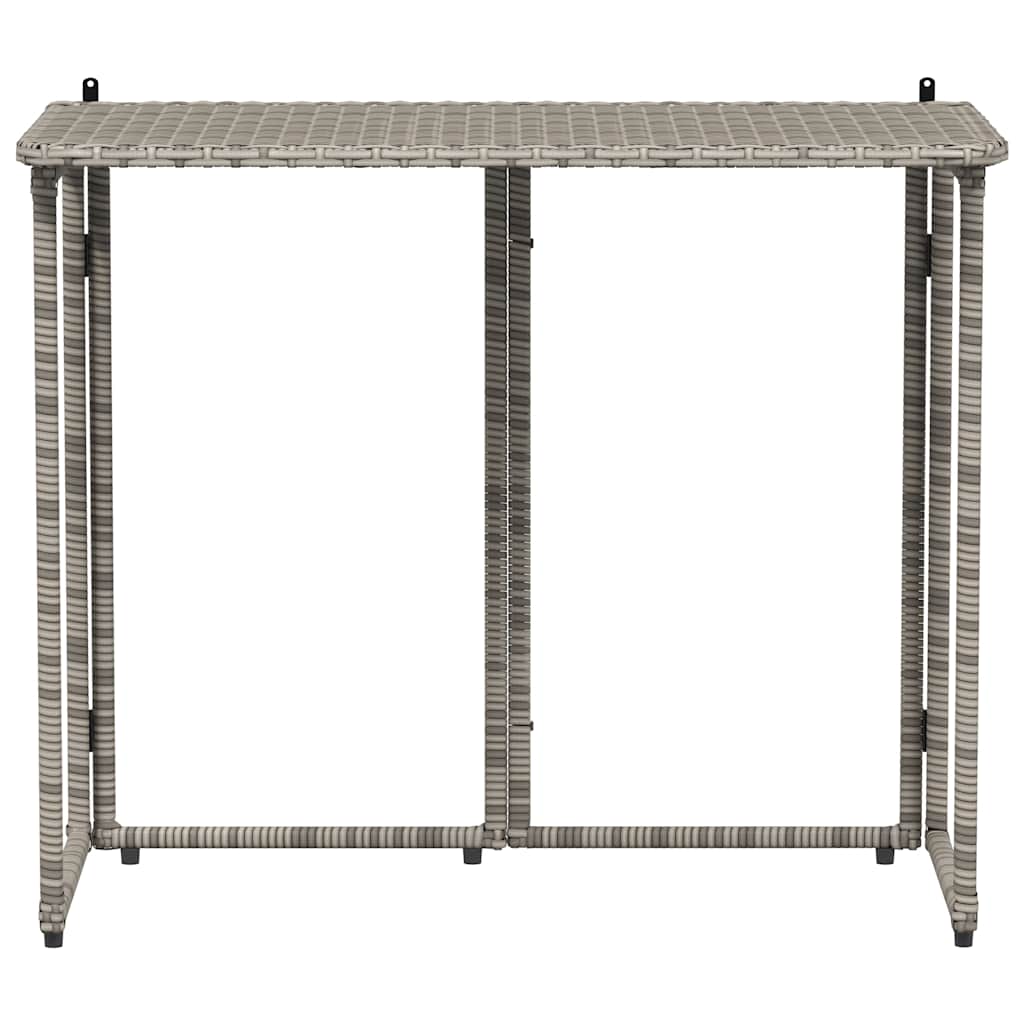 Folding Garden Table 90x51x75 cm Poly Rattan Grey