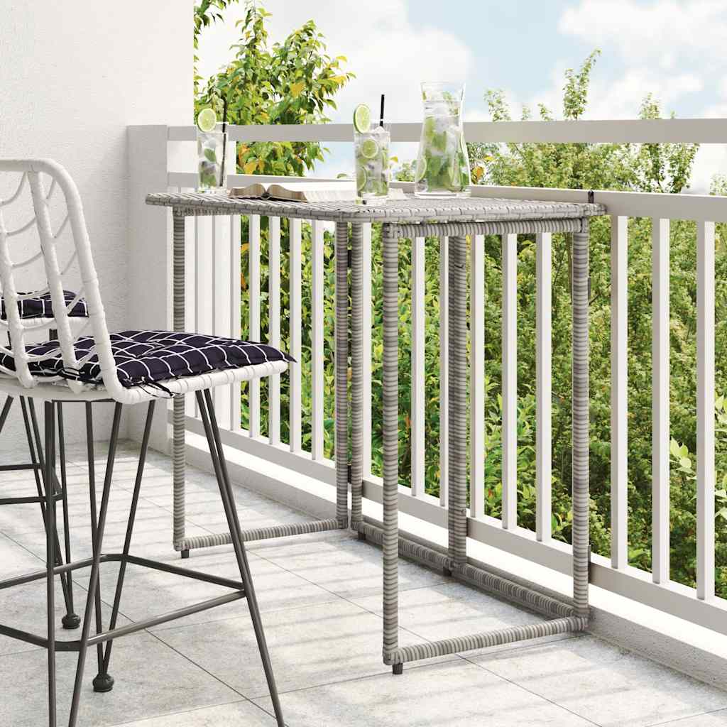 vidaXL Folding Garden Table Grey 90x51x75 cm Poly Rattan 1