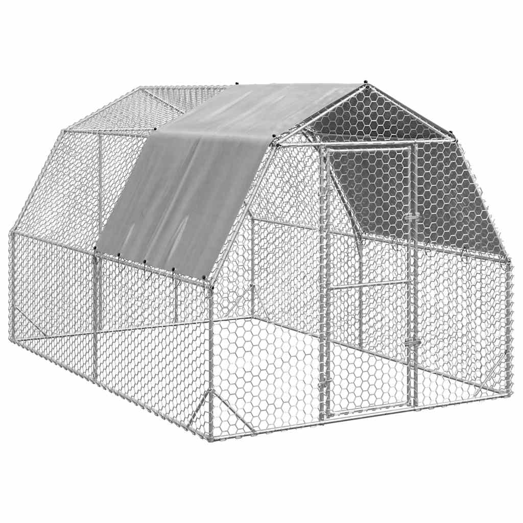 Chicken Run with Roof 2,5x4x2,25 m Galvanised Steel 2.5 x 4 x 2.25 m
