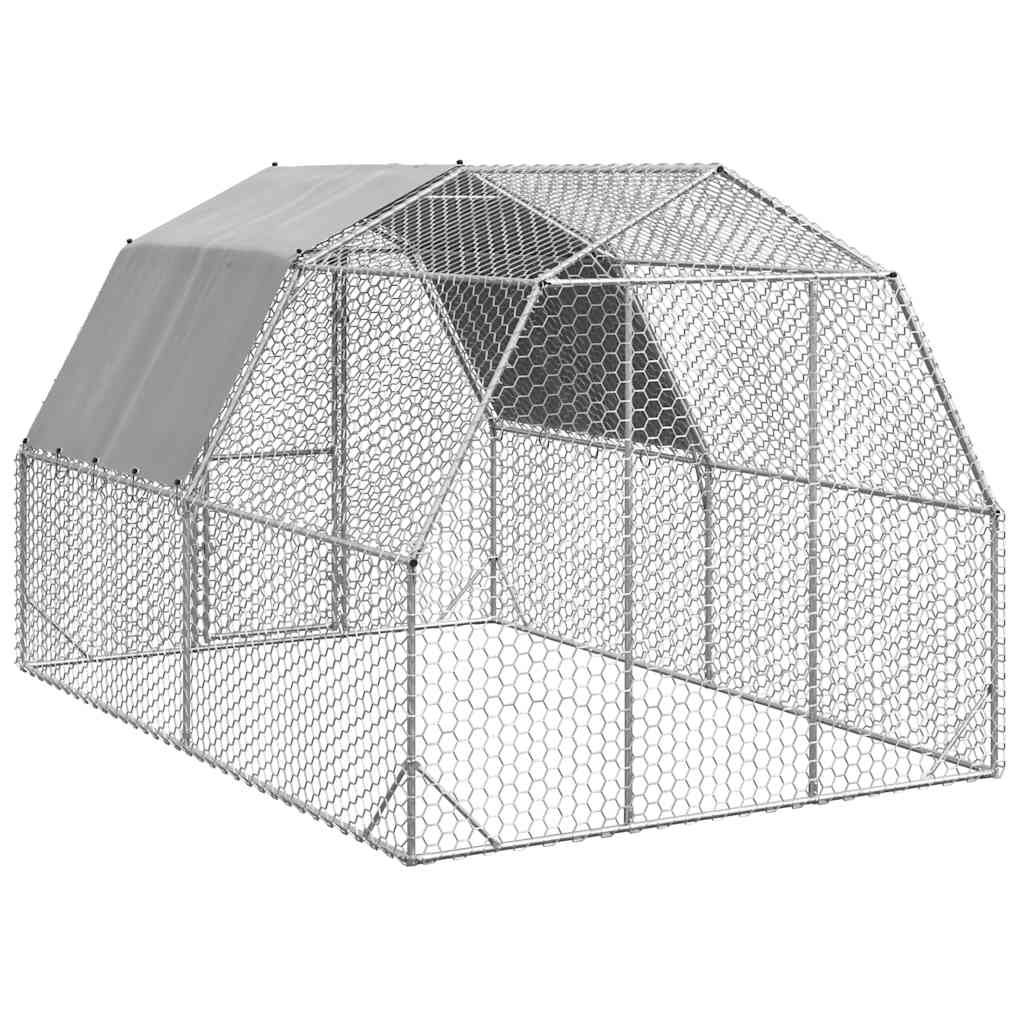 Chicken Run with Roof 2,5x4x2,25 m Galvanised Steel 2.5 x 4 x 2.25 m