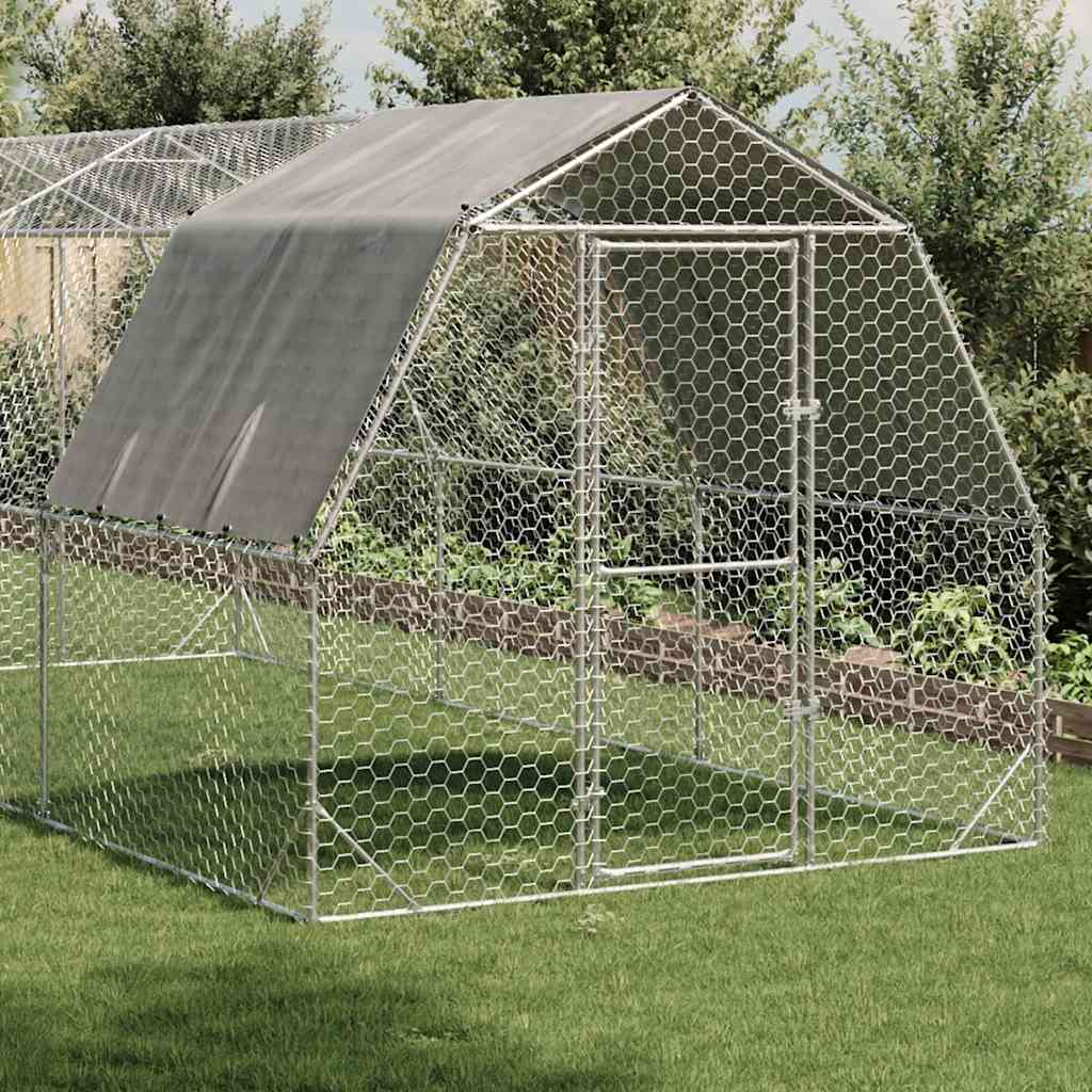 Chicken Run with Roof 2,5x4x2,25 m Galvanised Steel 2.5 x 6 x 2.25 m