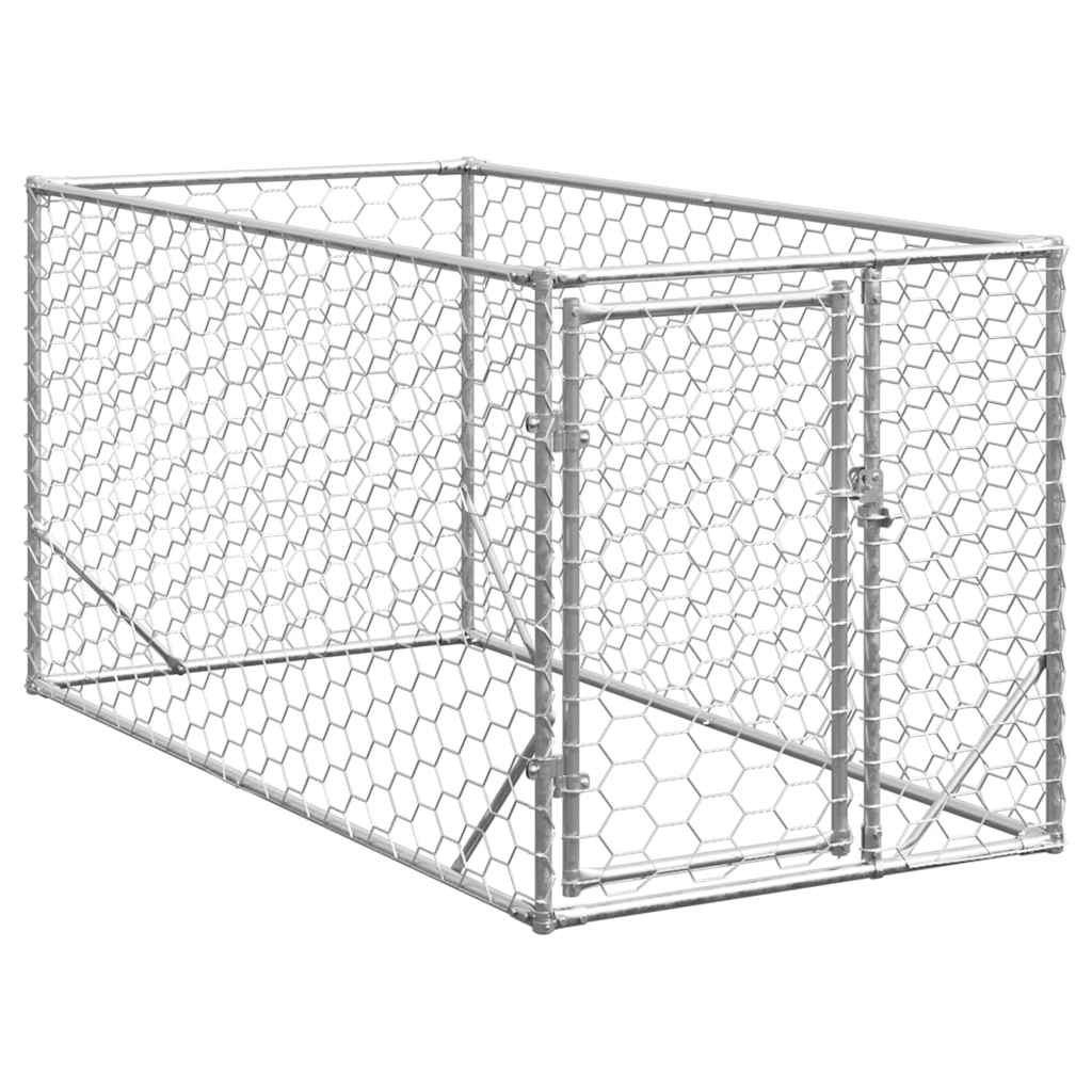 Outdoor Dog Kennel with Door Galvanised Steel 2 m 1 m