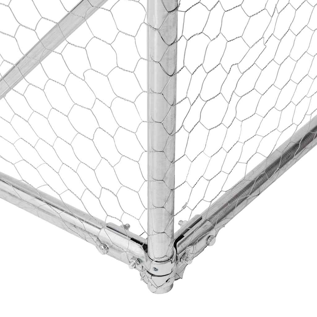 Outdoor Dog Kennel with Door Galvanised Steel 2 m 1 m
