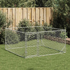 Outdoor Dog Kennel with Door Galvanised Steel 2 m 2 m