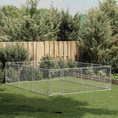 Outdoor Dog Kennel with Door Galvanised Steel 3 m 4 m