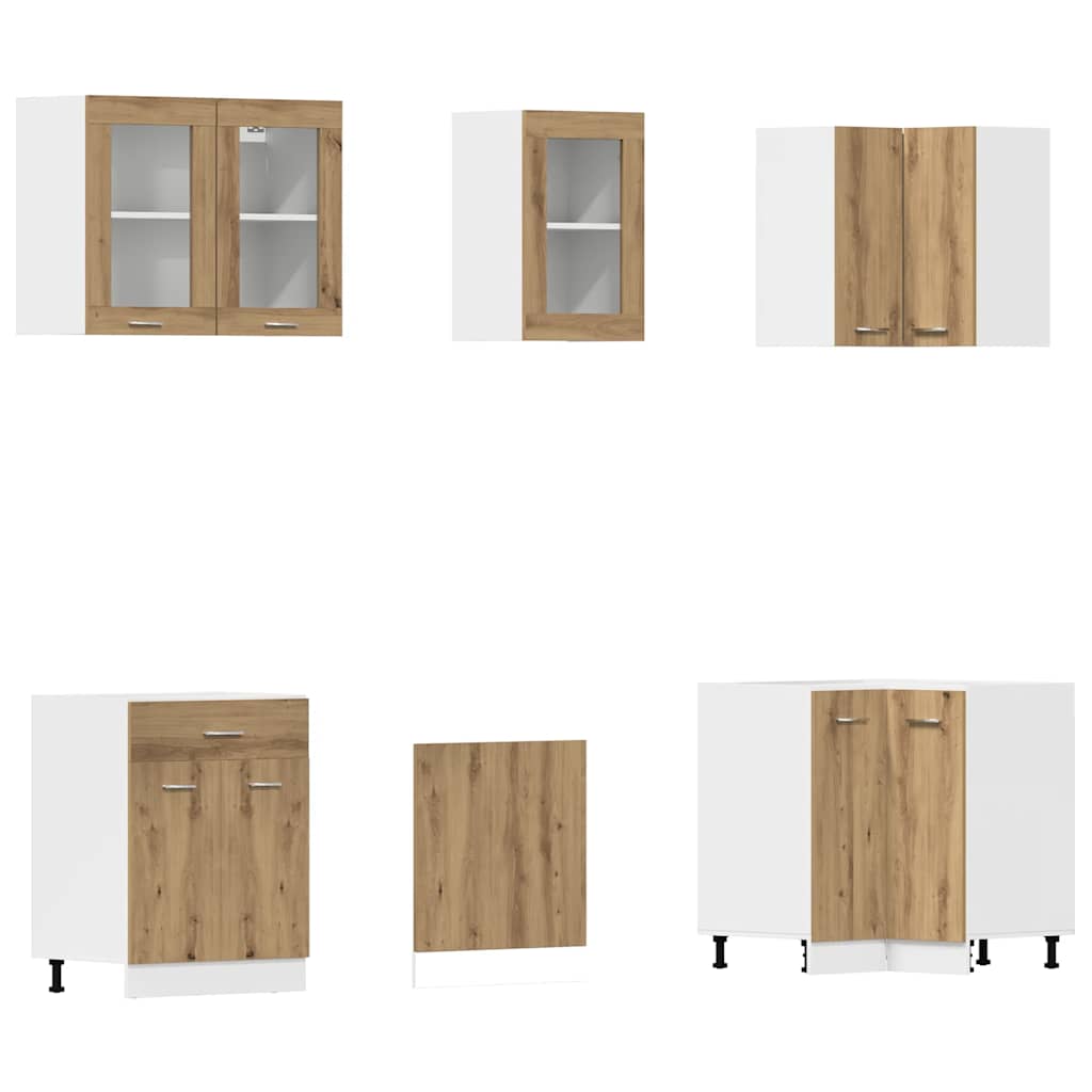 11 Piece Kitchen Cabinet Set Lyon" Engineered Wood Artisian oak